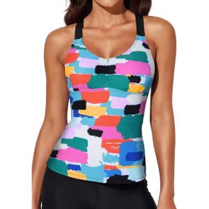imageAleumdr Womens Printed Strappy Racerback Swim Tankini Top Only No Bottom S  XXXLMulticolor