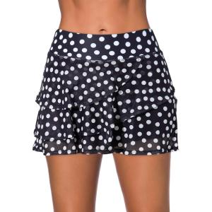 imageAleumdr Womens Waistband Layered Swimdress Ruffle Swim Skirt Swimsuit BottomAvailable in PlusBlack Spot