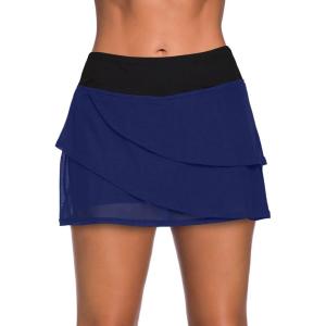 imageAleumdr Womens Waistband Layered Swimdress Ruffle Swim Skirt Swimsuit BottomAvailable in PlusBlue Black