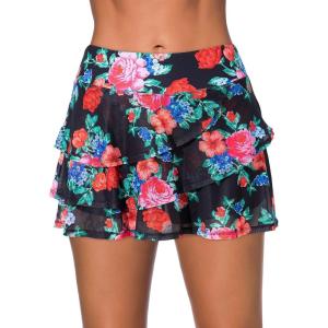 imageAleumdr Womens Waistband Layered Swimdress Ruffle Swim Skirt Swimsuit BottomAvailable in PlusFlower Printed