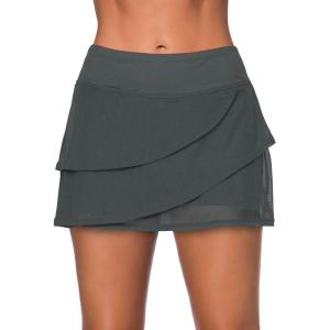 imageAleumdr Womens Waistband Layered Swimdress Ruffle Swim Skirt Swimsuit BottomAvailable in PlusGray 2011