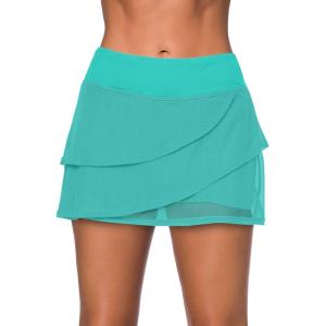 imageAleumdr Womens Waistband Layered Swimdress Ruffle Swim Skirt Swimsuit BottomAvailable in PlusGreen