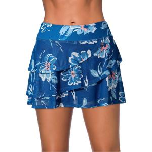 imageAleumdr Womens Waistband Layered Swimdress Ruffle Swim Skirt Swimsuit BottomAvailable in PlusWhite Leaves