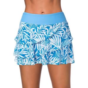 imageAleumdr Womens Waistband Layered Swimdress Ruffle Swim Skirt Swimsuit BottomAvailable in PlusWhite Printed