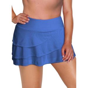 imageAleumdr Womens Waistband Layered Swimdress Ruffle Swim Skirt Swimsuit BottomAvailable in PlusZzz Blue 305