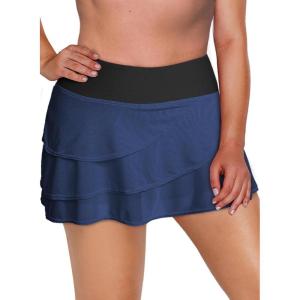 imageAleumdr Womens Waistband Layered Swimdress Ruffle Swim Skirt Swimsuit BottomAvailable in PlusZzz Blue Black