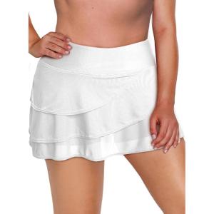 imageAleumdr Womens Waistband Layered Swimdress Ruffle Swim Skirt Swimsuit BottomAvailable in PlusZzz White