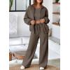 imageAleumdr Sweat Set for Women Two Piece Sweatsuit Tracksuits Matching Sets Zip Up Jackets Fleece Lined Wide Leg Sweatpants 2024 Fall Womens Athletic Clothing Travel Lounge Sets Brown XL