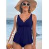 imageAleumdr Tankini Tops for Women Swim Top Only Tummy Control Bathing Suit Twist Front Top No Bottom Slimming SwimwearA2 Navy Blue