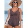 imageAleumdr Tankini Tops for Women Swim Top Only Tummy Control Bathing Suit Twist Front Top No Bottom Slimming SwimwearA3 Brown