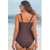 imageAleumdr Tankini Tops for Women Swim Top Only Tummy Control Bathing Suit Twist Front Top No Bottom Slimming SwimwearA3 Brown