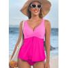 imageAleumdr Tankini Tops for Women Swim Top Only Tummy Control Bathing Suit Twist Front Top No Bottom Slimming SwimwearA4 Hot Pink