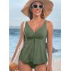 imageAleumdr Tankini Tops for Women Swim Top Only Tummy Control Bathing Suit Twist Front Top No Bottom Slimming SwimwearA5 Light Green