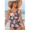 imageAleumdr Tankini Tops for Women Swim Top Only Tummy Control Bathing Suit Twist Front Top No Bottom Slimming SwimwearA6 Printed Black