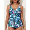 imageAleumdr Tankini Tops for Women Swim Top Only Tummy Control Bathing Suit Twist Front Top No Bottom Slimming SwimwearA7 Printed Green