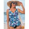 imageAleumdr Tankini Tops for Women Swim Top Only Tummy Control Bathing Suit Twist Front Top No Bottom Slimming SwimwearA7 Printed Green
