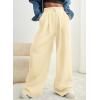 imageAleumdr Wide Leg Sweatpants for Women 2025 Trendy Fashion High Waisted Drawstring Loose Long Pants with PocketsBeige