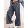 imageAleumdr Wide Leg Sweatpants for Women 2025 Trendy Fashion High Waisted Drawstring Loose Long Pants with PocketsBlue