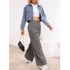 imageAleumdr Wide Leg Sweatpants for Women 2025 Trendy Fashion High Waisted Drawstring Loose Long Pants with PocketsDark Grey