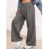 imageAleumdr Wide Leg Sweatpants for Women 2025 Trendy Fashion High Waisted Drawstring Loose Long Pants with PocketsDark Grey