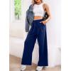 imageAleumdr Wide Leg Sweatpants for Women 2025 Trendy Fashion High Waisted Drawstring Loose Long Pants with PocketsNavy Blue