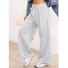imageAleumdr Wide Leg Sweatpants for Women 2025 Trendy Fashion High Waisted Drawstring Loose Long Pants with PocketsWhite