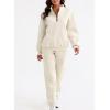 imageAleumdr Women 2 Piece Outfits Sweatsuit Oversized Half Zip Pullover Long Sleeve Sweatshirt Jogger Pants Set with PocketsApricot