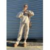 imageAleumdr Women 2 Piece Outfits Sweatsuit Oversized Half Zip Pullover Long Sleeve Sweatshirt Jogger Pants Set with PocketsApricot