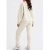 imageAleumdr Women 2 Piece Outfits Sweatsuit Oversized Half Zip Pullover Long Sleeve Sweatshirt Jogger Pants Set with PocketsApricot