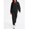imageAleumdr Women 2 Piece Outfits Sweatsuit Oversized Half Zip Pullover Long Sleeve Sweatshirt Jogger Pants Set with PocketsBlack