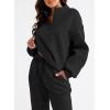 imageAleumdr Women 2 Piece Outfits Sweatsuit Oversized Half Zip Pullover Long Sleeve Sweatshirt Jogger Pants Set with PocketsBlack