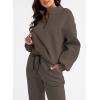 imageAleumdr Women 2 Piece Outfits Sweatsuit Oversized Half Zip Pullover Long Sleeve Sweatshirt Jogger Pants Set with PocketsBrown