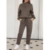 imageAleumdr Women 2 Piece Outfits Sweatsuit Oversized Half Zip Pullover Long Sleeve Sweatshirt Jogger Pants Set with PocketsBrown