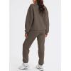 imageAleumdr Women 2 Piece Outfits Sweatsuit Oversized Half Zip Pullover Long Sleeve Sweatshirt Jogger Pants Set with PocketsBrown