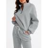imageAleumdr Women 2 Piece Outfits Sweatsuit Oversized Half Zip Pullover Long Sleeve Sweatshirt Jogger Pants Set with PocketsGray