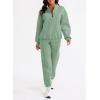 imageAleumdr Women 2 Piece Outfits Sweatsuit Oversized Half Zip Pullover Long Sleeve Sweatshirt Jogger Pants Set with PocketsGreen