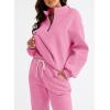 imageAleumdr Women 2 Piece Outfits Sweatsuit Oversized Half Zip Pullover Long Sleeve Sweatshirt Jogger Pants Set with PocketsHot Pink