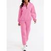imageAleumdr Women 2 Piece Outfits Sweatsuit Oversized Half Zip Pullover Long Sleeve Sweatshirt Jogger Pants Set with PocketsHot Pink
