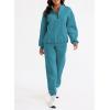 imageAleumdr Women 2 Piece Outfits Sweatsuit Oversized Half Zip Pullover Long Sleeve Sweatshirt Jogger Pants Set with PocketsPeacock Green