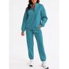 imageAleumdr Women 2 Piece Outfits Sweatsuit Oversized Half Zip Pullover Long Sleeve Sweatshirt Jogger Pants Set with PocketsPeacock Green