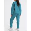 imageAleumdr Women 2 Piece Outfits Sweatsuit Oversized Half Zip Pullover Long Sleeve Sweatshirt Jogger Pants Set with PocketsPeacock Green