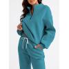 imageAleumdr Women 2 Piece Outfits Sweatsuit Oversized Half Zip Pullover Long Sleeve Sweatshirt Jogger Pants Set with PocketsPeacock Green