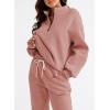 imageAleumdr Women 2 Piece Outfits Sweatsuit Oversized Half Zip Pullover Long Sleeve Sweatshirt Jogger Pants Set with PocketsPink