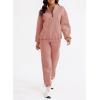 imageAleumdr Women 2 Piece Outfits Sweatsuit Oversized Half Zip Pullover Long Sleeve Sweatshirt Jogger Pants Set with PocketsPink