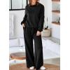 imageAleumdr Womens 2 Piece Outfits Lounge Set Mock Neck Long Sleeve Sweatshirt With Wide Leg Pants Sweatsuit Fall 2025Black