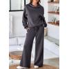 imageAleumdr Womens 2 Piece Outfits Lounge Set Mock Neck Long Sleeve Sweatshirt With Wide Leg Pants Sweatsuit Fall 2025Carbon Grey