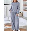 imageAleumdr Womens 2 Piece Outfits Lounge Set Mock Neck Long Sleeve Sweatshirt With Wide Leg Pants Sweatsuit Fall 2025Dusk Blue
