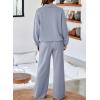 imageAleumdr Womens 2 Piece Outfits Lounge Set Mock Neck Long Sleeve Sweatshirt With Wide Leg Pants Sweatsuit Fall 2025Dusk Blue