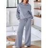 imageAleumdr Womens 2 Piece Outfits Lounge Set Mock Neck Long Sleeve Sweatshirt With Wide Leg Pants Sweatsuit Fall 2025Dusk Blue