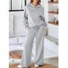 imageAleumdr Womens 2 Piece Outfits Lounge Set Mock Neck Long Sleeve Sweatshirt With Wide Leg Pants Sweatsuit Fall 2025Grey